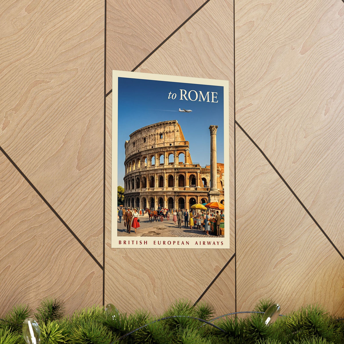 Vintage Rome Italy Travel | Matte Vertical Poster | Colosseum Mid-Century Art Deco Art | Retro Italian Cityscape Print | Ancient Rome Decor