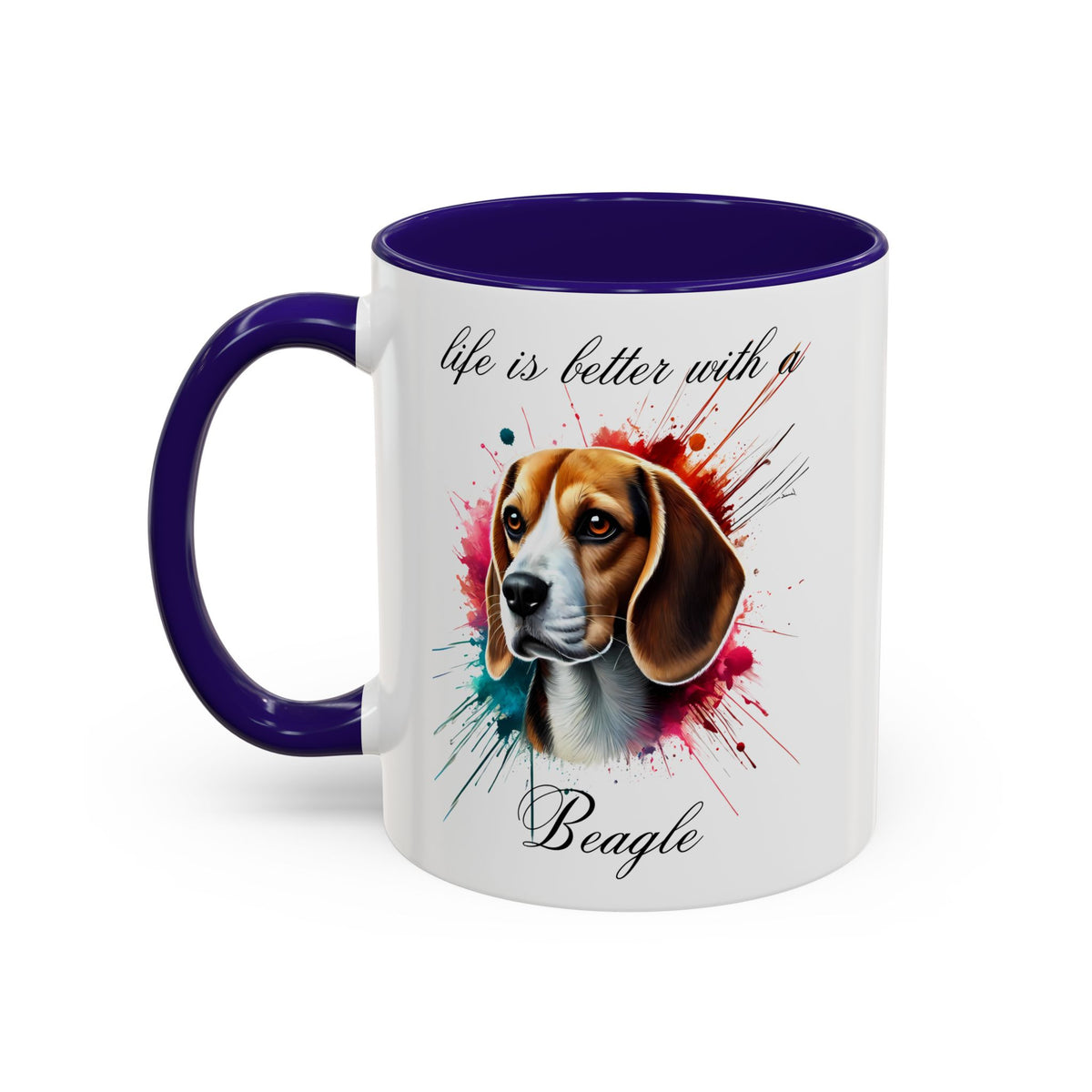 BEAGLE MUG "life is better with a Beagle" mug, Morning Coffee, Colorful BEAGLE Accent Coffee Mug, 12 Colors, 11 oz.