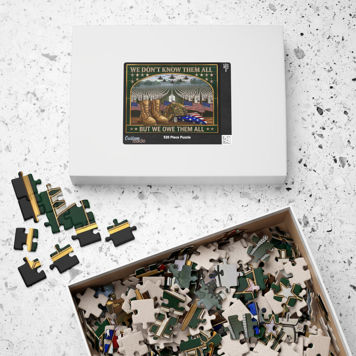 USA Military Tribute Jigsaw Puzzle 110, 252, 520, Piece Game | Memorial Day, July 4th-USA 250th Semiquincentennial Anniversary, Veterans Day
