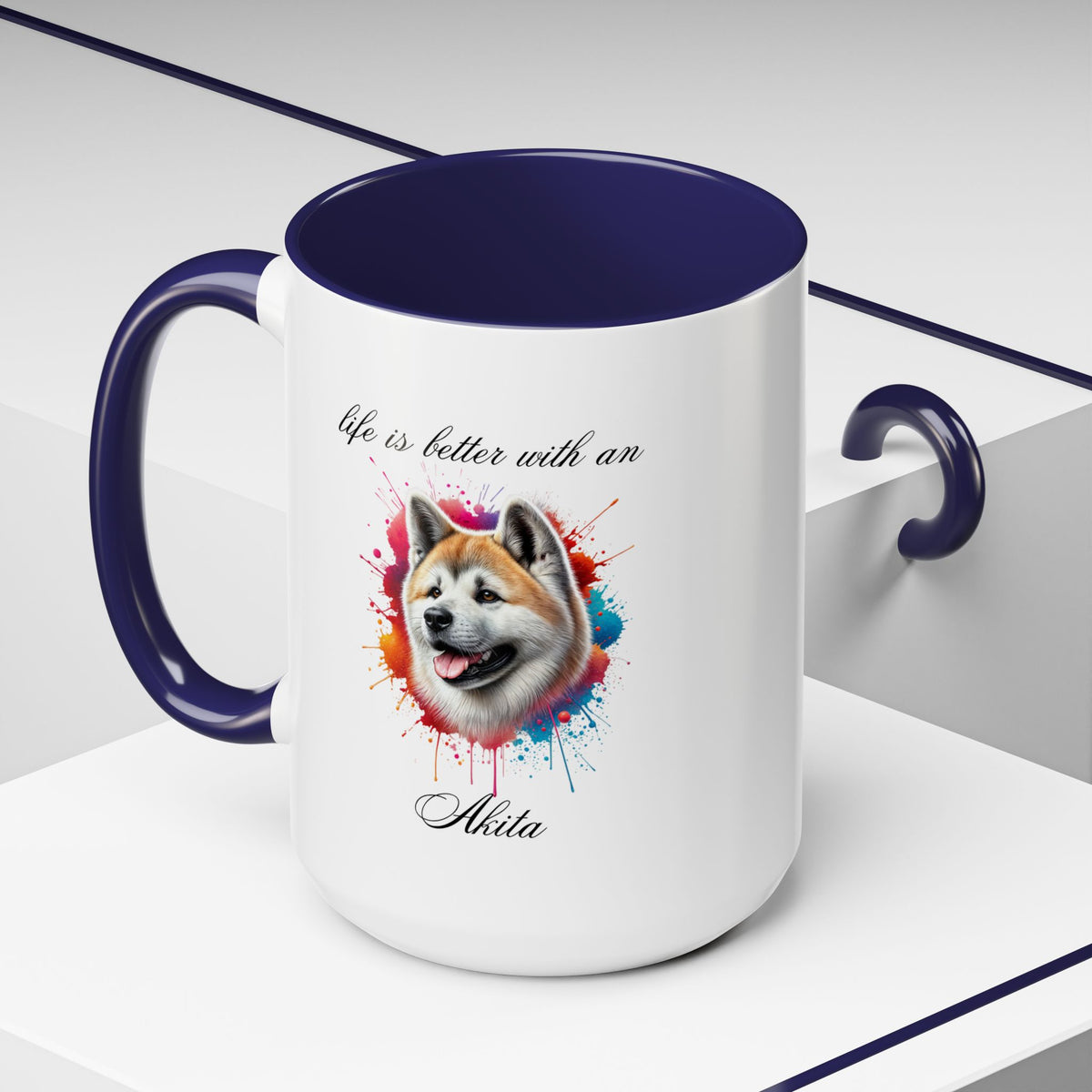 AKITA MUG "life is better with an AKITA"  mug, Morning Coffee, Accent Akita Coffee Mug, 5 Colors (11, 15oz)