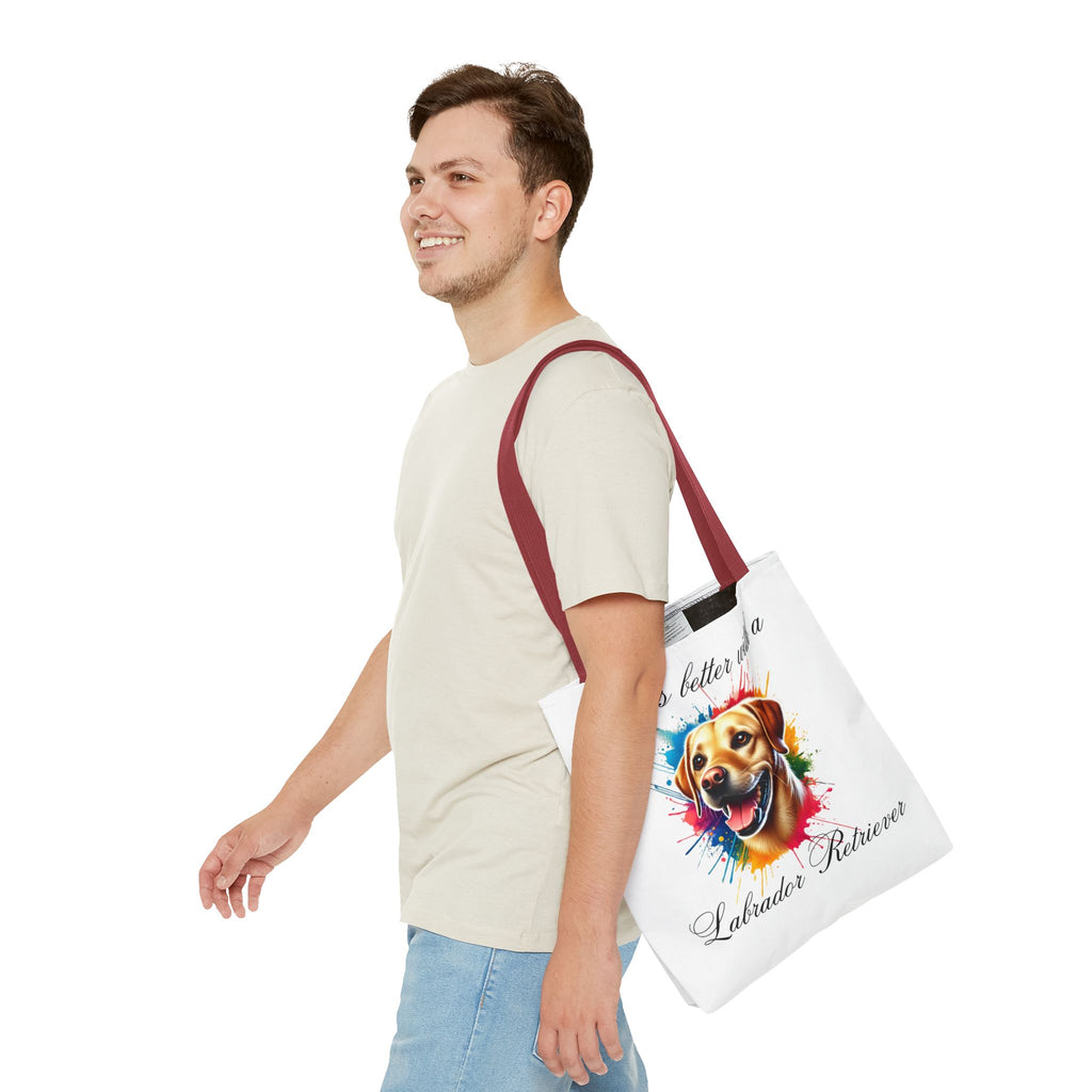 LABRADOR RETRIEVER "life is better with a" Tote Bag Polyester Bag Travel Shopping Bag Travel Tote Grocery Bag Eco Friendly Bag Gift Idea