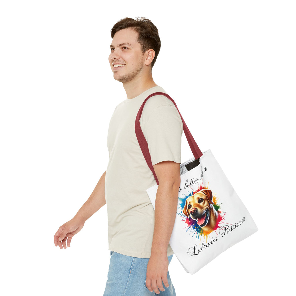 LABRADOR RETRIEVER "life is better with a" Tote Bag Polyester Bag Travel Shopping Bag Travel Tote Grocery Bag Eco Friendly Bag Gift Idea