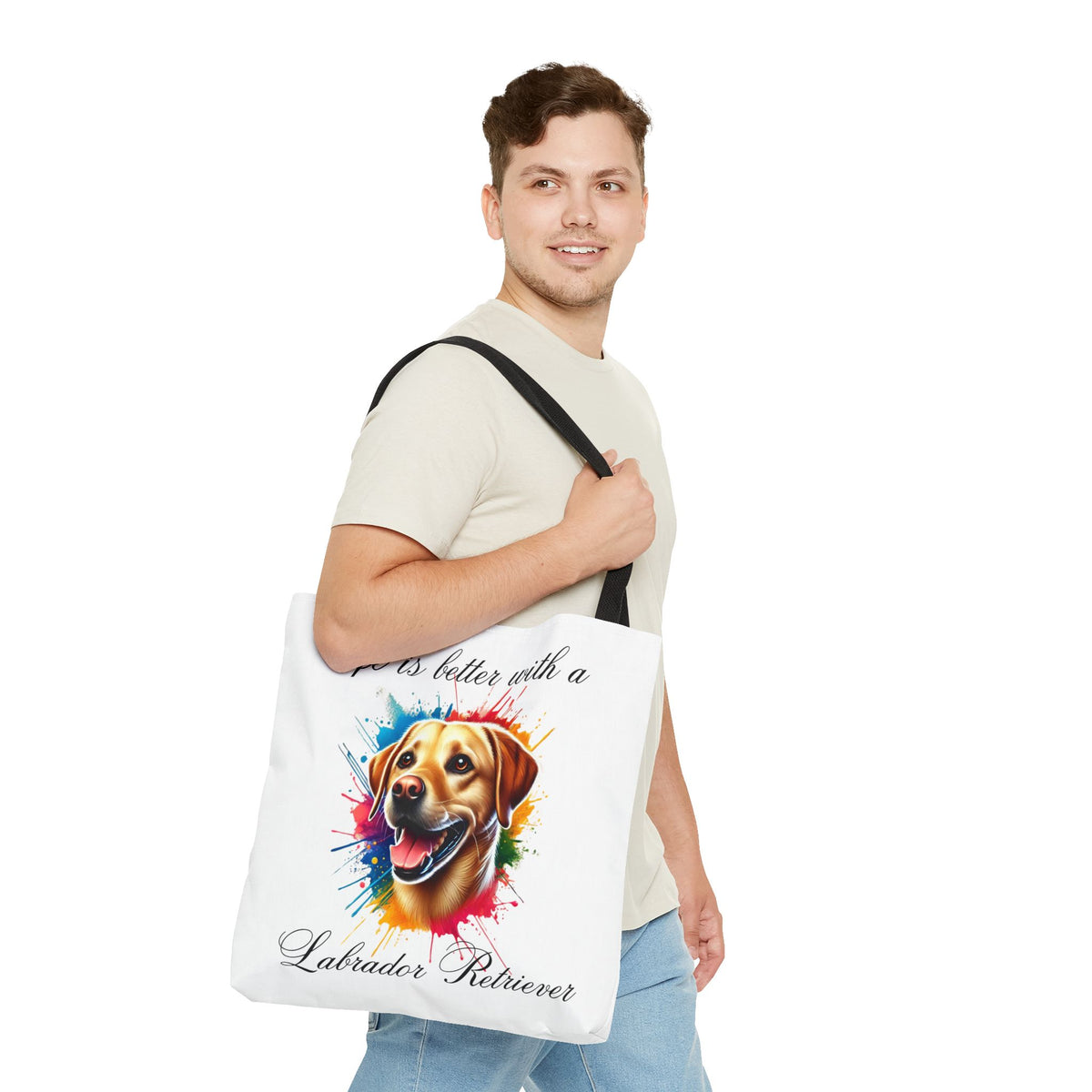 LABRADOR RETRIEVER "life is better with a" Tote Bag Polyester Bag Travel Shopping Bag Travel Tote Grocery Bag Eco Friendly Bag Gift Idea