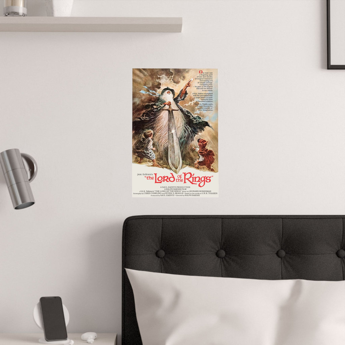 1978 'LORD of the RINGS' Vintage Movie Poster | Gandalf with Sword and Hobbits | Classic Tolkien Fantasy Wall Art | Film Buff Gift, 3 Sizes
