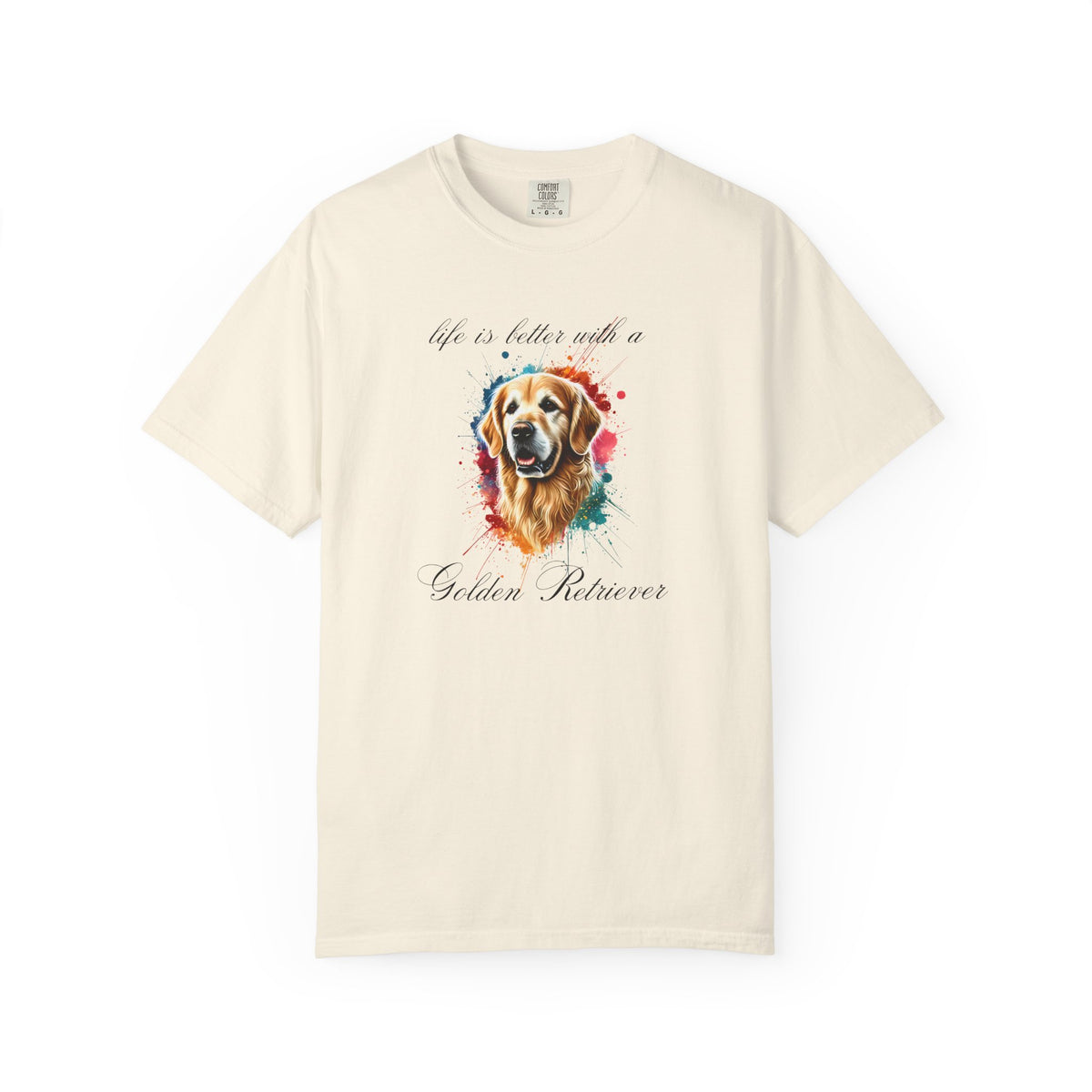 "Life is Better with a Golden Retriever" Watercolor Graphic Unisex Tee | 8 colors, 6 sizes (S,M,L,XL,2XL,3XL)