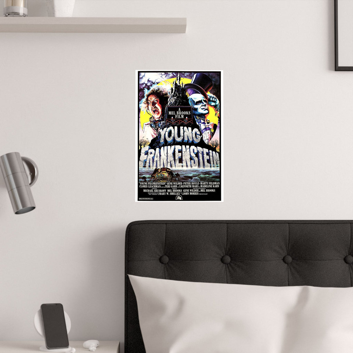 1974 'YOUNG FRANKENSTEIN' Vintage Movie Satin Poster | Classic Gothic Campy Horror & Madcap Comedy Wall Art | Horror Film Buff Gift, 3 Sizes