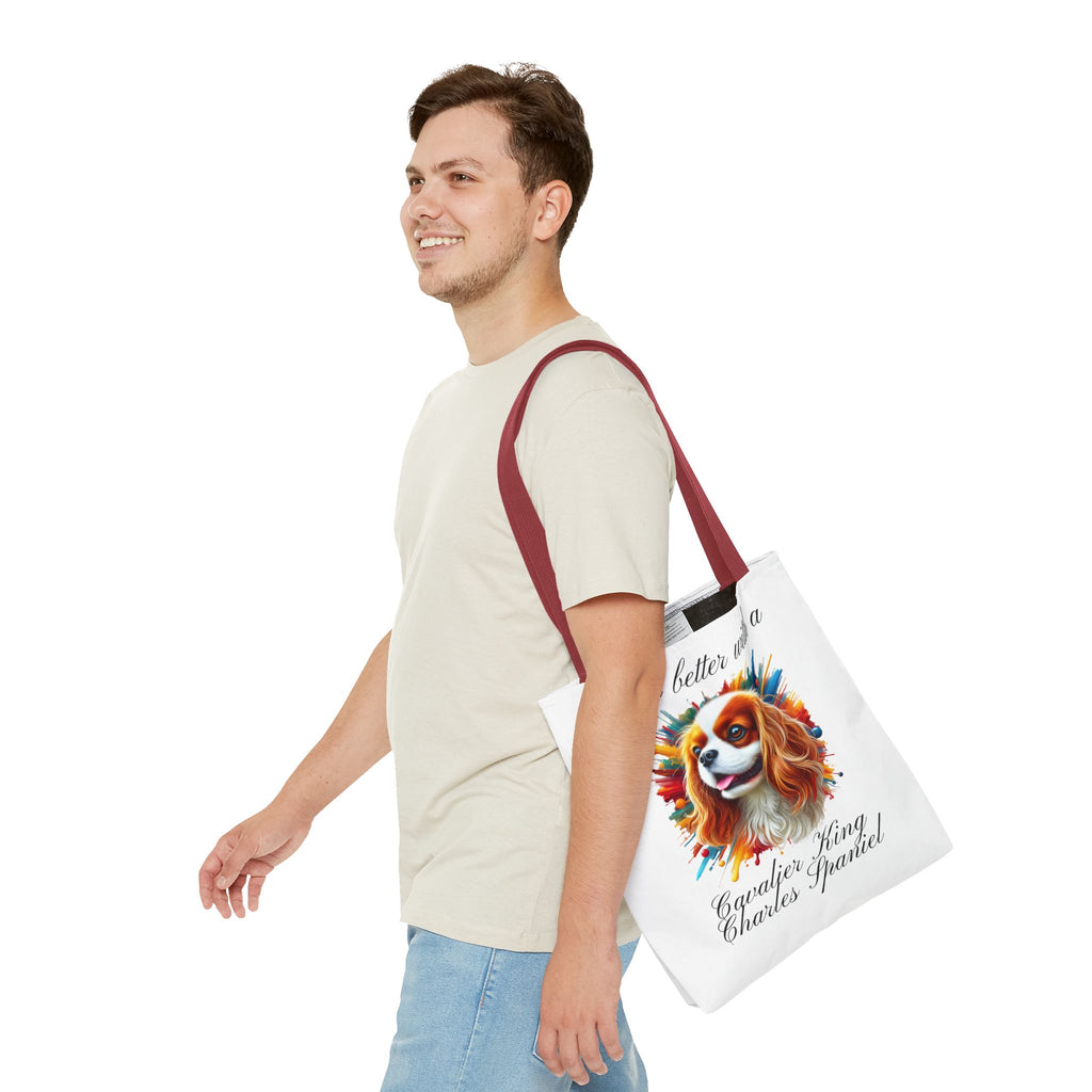 CAVALIER KING CHARLES Spaniel "life is better with a" Tote Bag Polyester Bag Travel Shopping Bag Travel Tote Grocery Bag Gift Idea