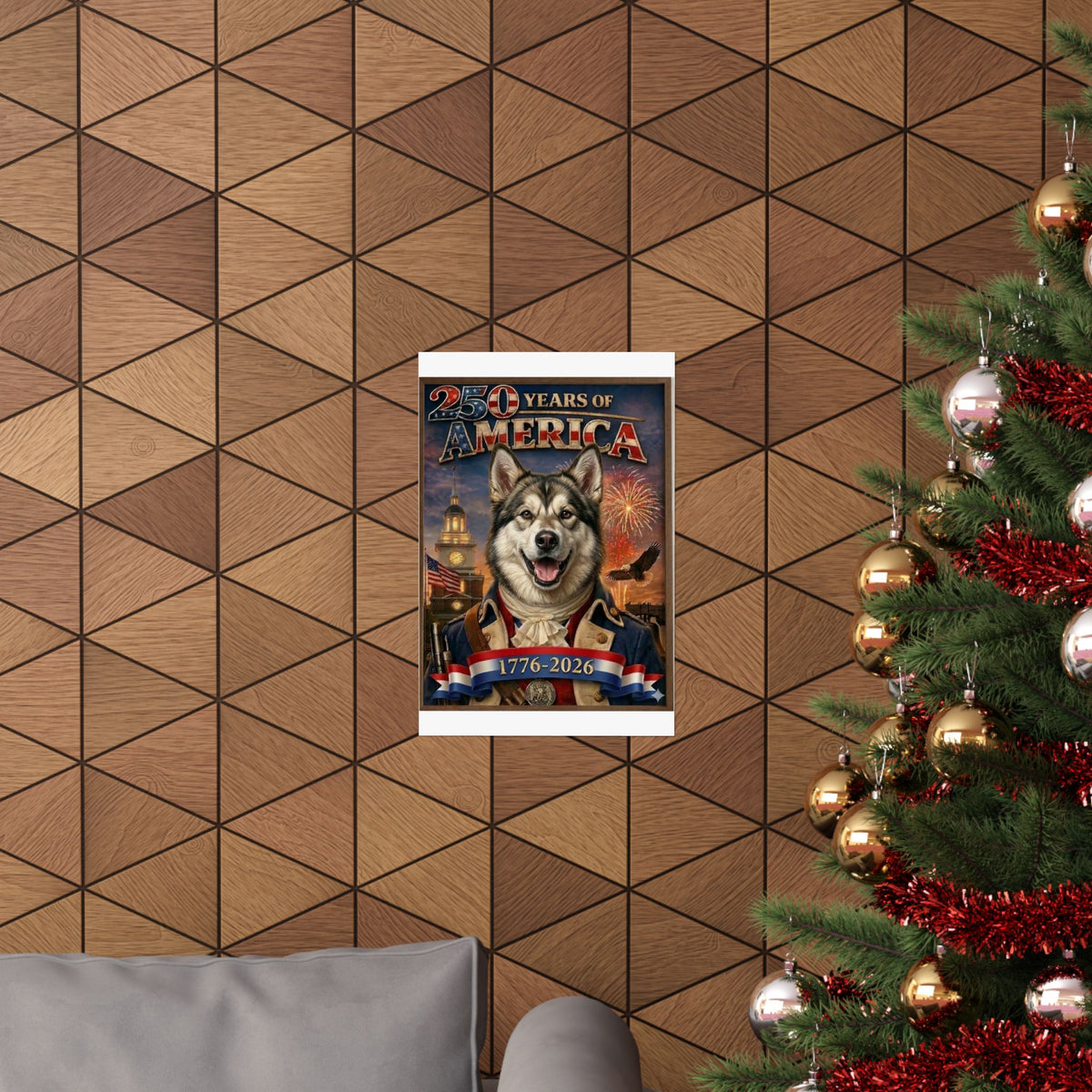 Patriotic GERMAN SHEPHERD Poster Matte Vertical Poster | 250 Years of America 1776-2026, Fireworks