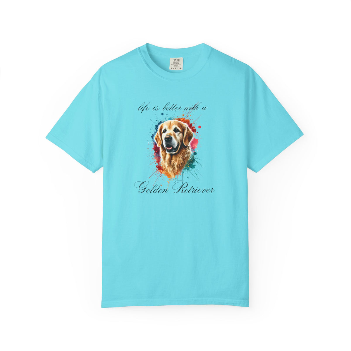 "Life is Better with a Golden Retriever" Watercolor Graphic Unisex Tee | 8 colors, 6 sizes (S,M,L,XL,2XL,3XL)