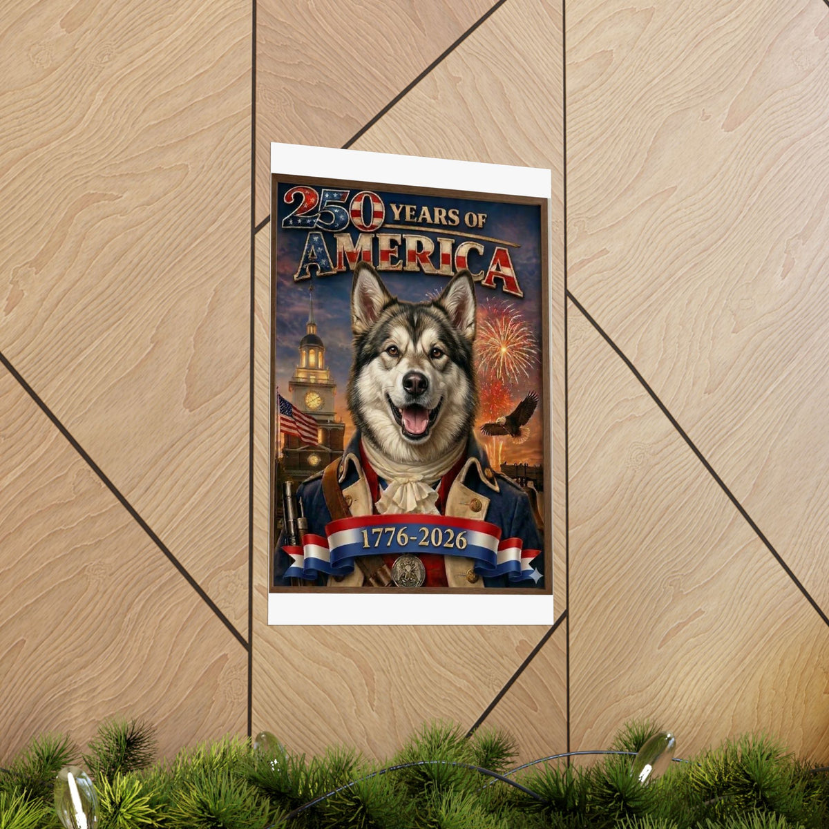 Patriotic GERMAN SHEPHERD Poster Matte Vertical Poster | 250 Years of America 1776-2026, Fireworks