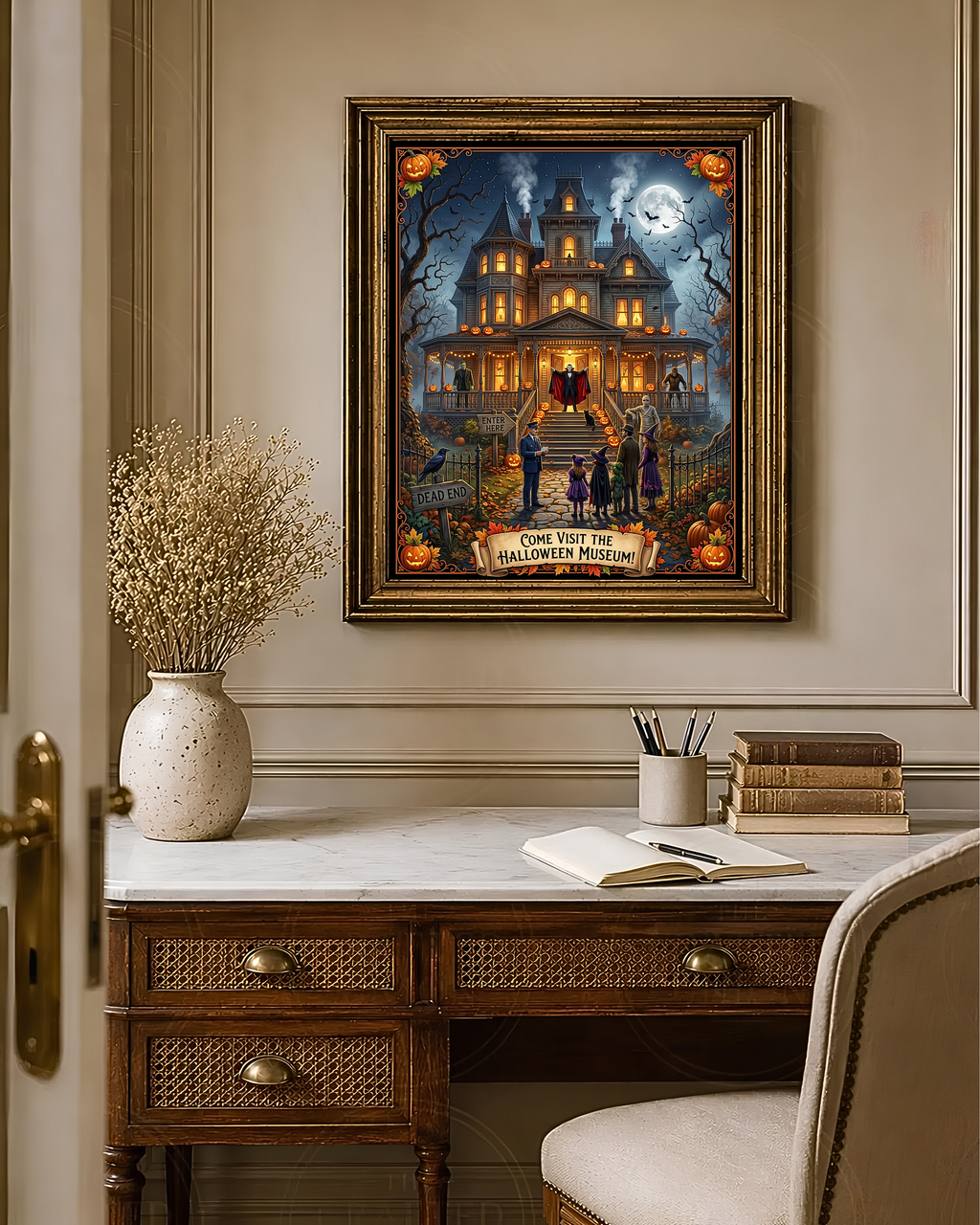 Come Visit The Halloween Museum| Haunted Victorian Mansion, Classic Monsters | Spooky Trick or Treat Scene | Vintage Gift (Digital Product)