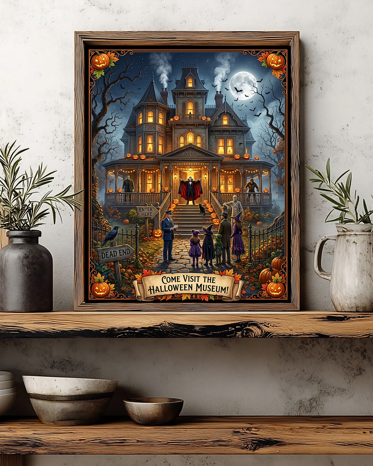 Come Visit The Halloween Museum| Haunted Victorian Mansion, Classic Monsters | Spooky Trick or Treat Scene | Vintage Gift (Digital Product)