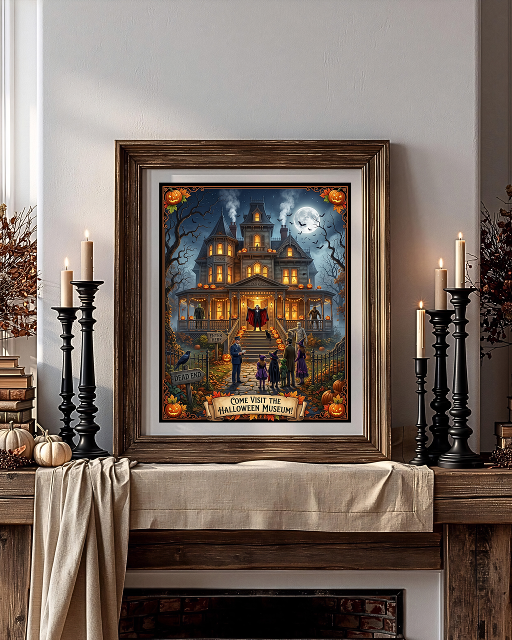 Come Visit The Halloween Museum| Haunted Victorian Mansion, Classic Monsters | Spooky Trick or Treat Scene | Vintage Gift (Digital Product)