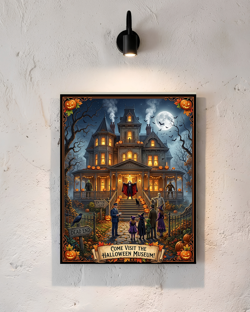 Come Visit The Halloween Museum| Haunted Victorian Mansion, Classic Monsters | Spooky Trick or Treat Scene | Vintage Gift (Digital Product)