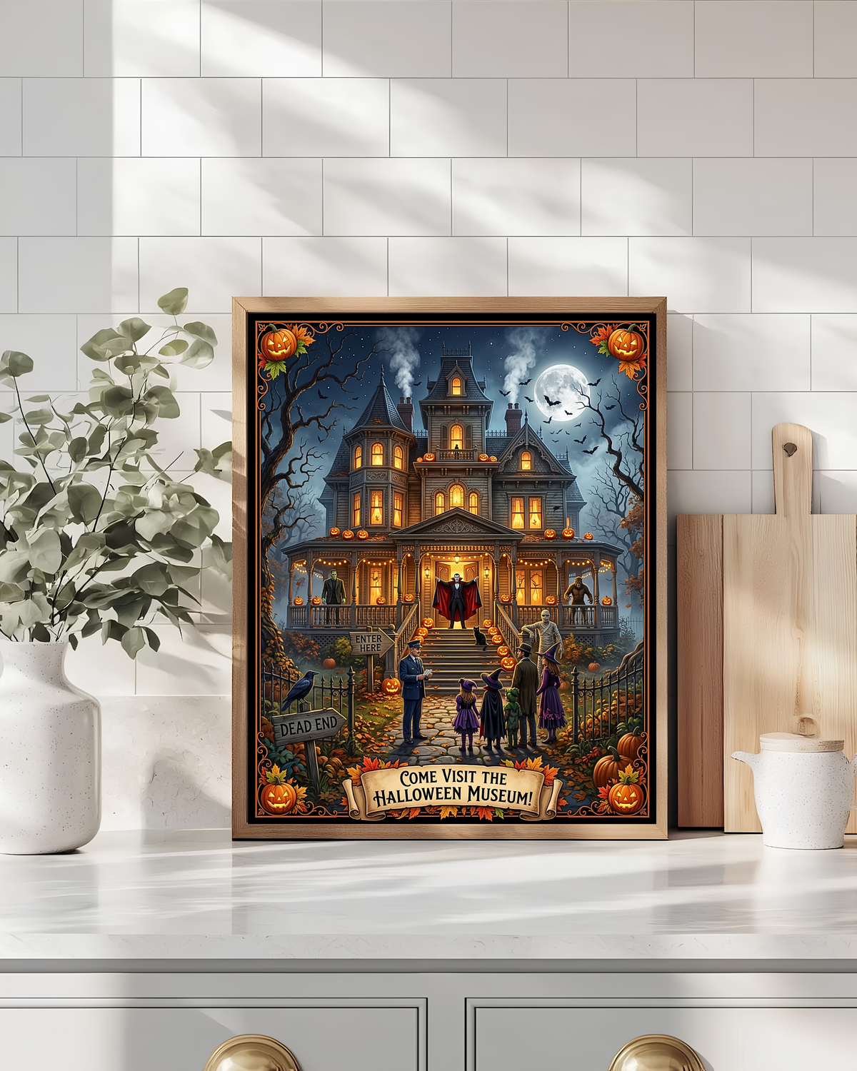 Come Visit The Halloween Museum| Haunted Victorian Mansion, Classic Monsters | Spooky Trick or Treat Scene | Vintage Gift (Digital Product)