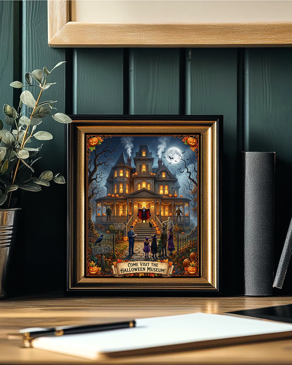 Come Visit The Halloween Museum| Haunted Victorian Mansion, Classic Monsters | Spooky Trick or Treat Scene | Vintage Gift (Digital Product)