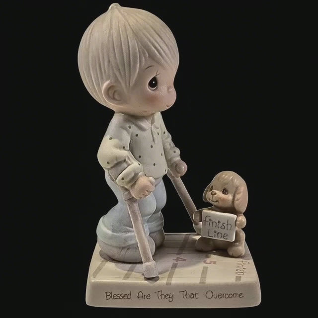 Precious Moments "Blessed Are They That Overcome" 1987, No. 115479 Oak Wood Base