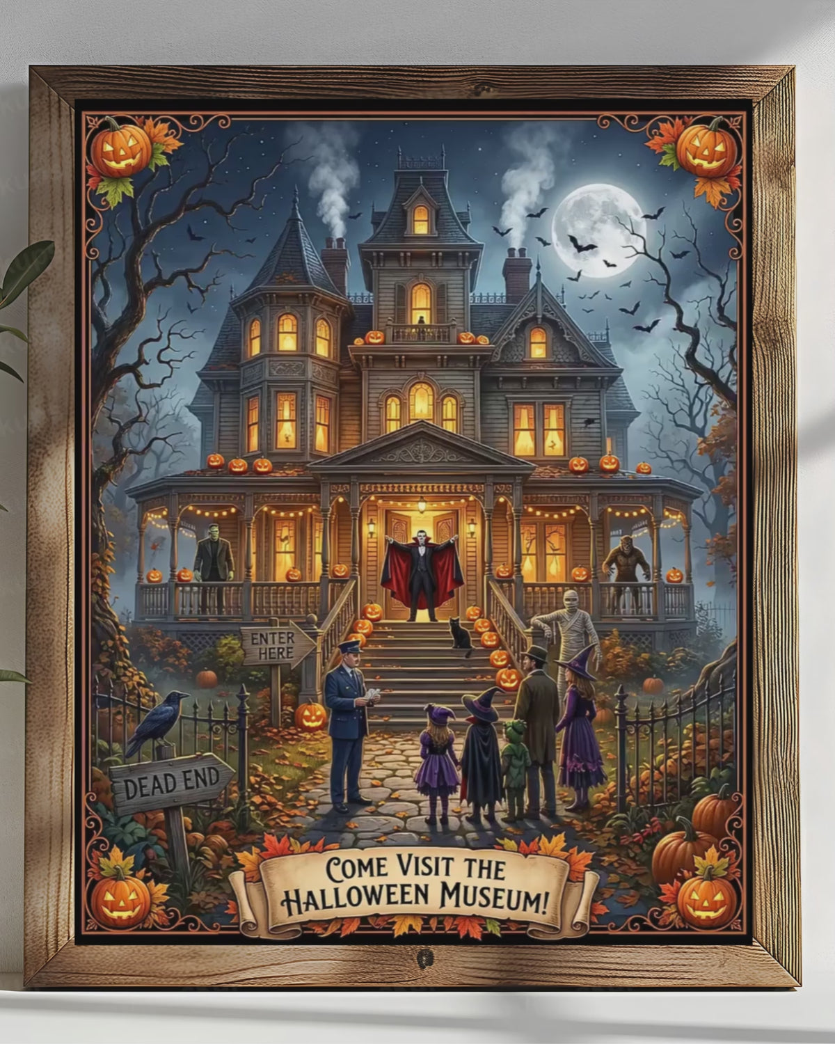 Come Visit The Halloween Museum| Haunted Victorian Mansion, Classic Monsters | Spooky Trick or Treat Scene | Vintage Gift (Digital Product)