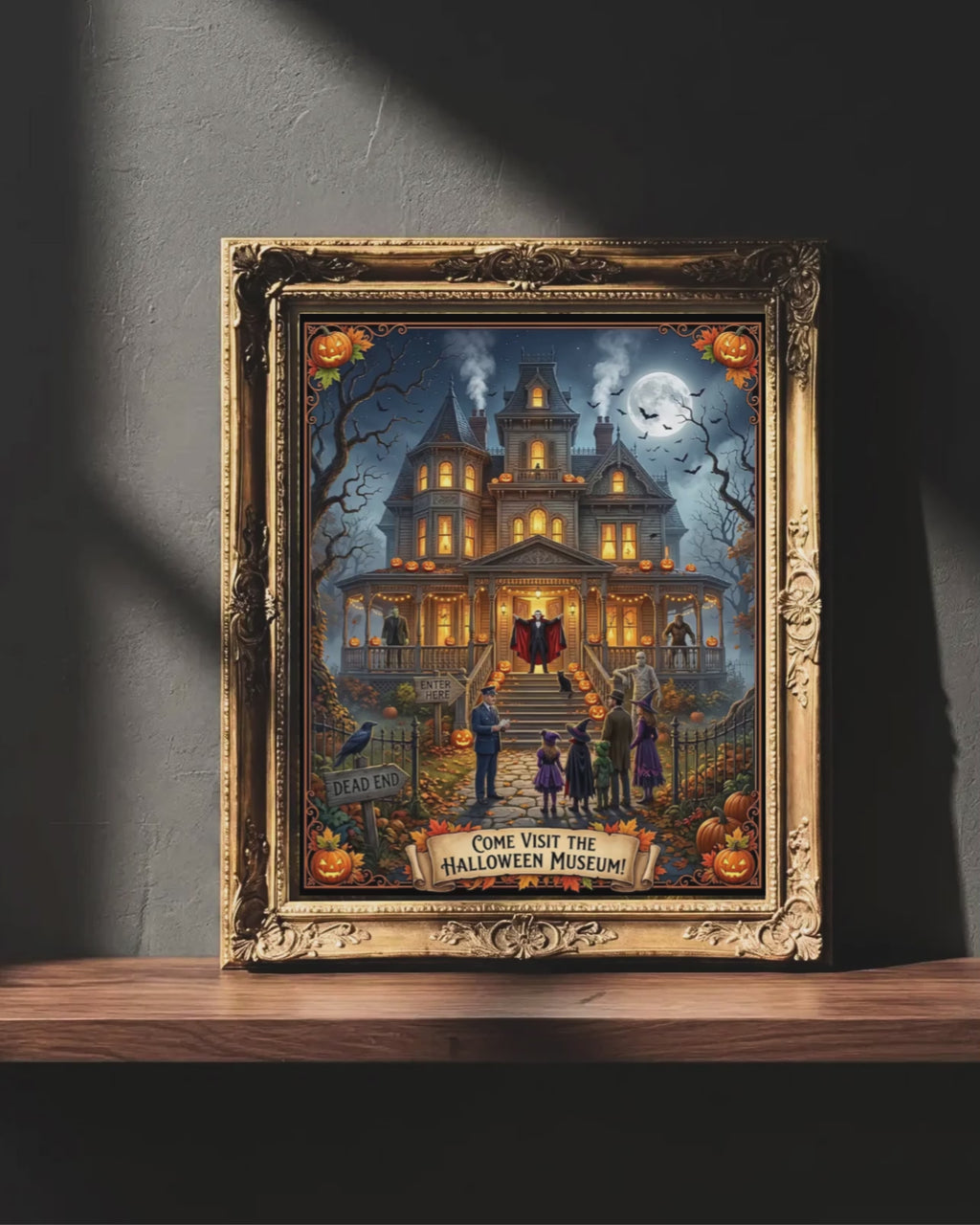 Come Visit The Halloween Museum| Haunted Victorian Mansion, Classic Monsters | Spooky Trick or Treat Scene | Vintage Gift (Digital Product)