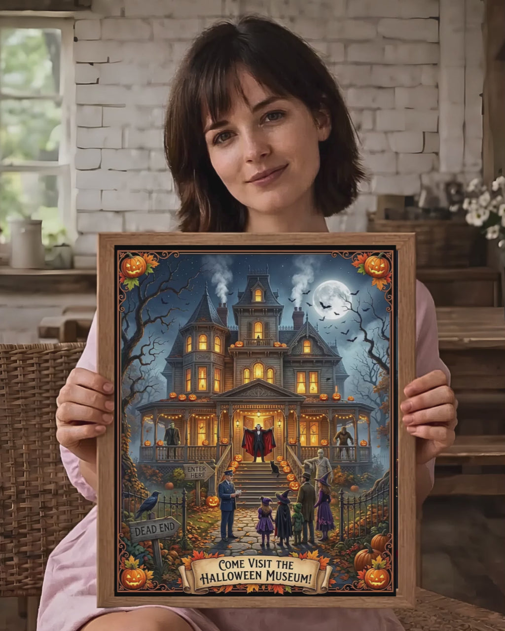 Come Visit The Halloween Museum| Haunted Victorian Mansion, Classic Monsters | Spooky Trick or Treat Scene | Vintage Gift (Digital Product)