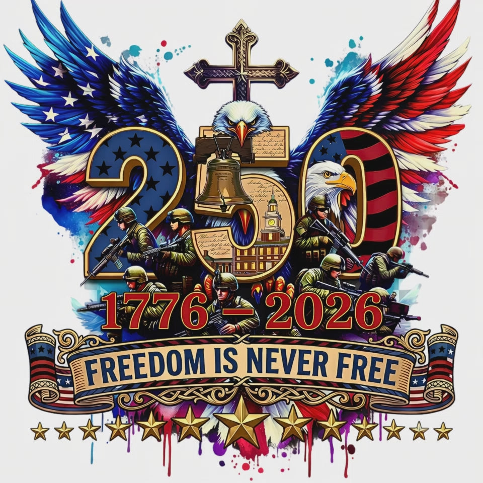 US Veteran 250 Years of History | DD-214 Military 12oz Wine Glass| Patriotic 1776-2026 Semiquincentennial | Eagle, Flag, Helmet and Dog Tags